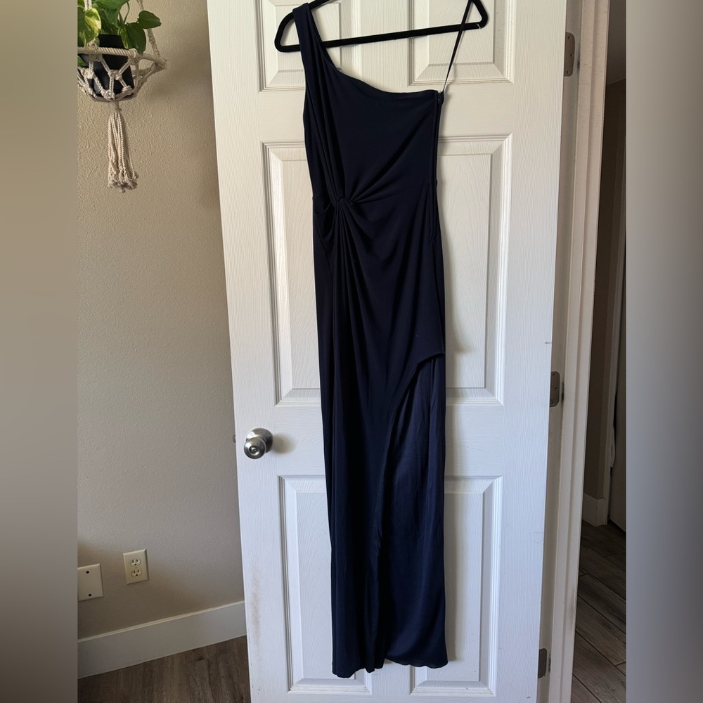Navy One-shoulder Cocktail Dress